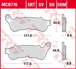Brake pads MCB776 TRW organic, intended use offroad/route/scooters fits HARLEY DAVIDSON; HONDA; SUZUKI_1