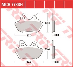 Brake pads MCB778SH TRW sinter, intended use racing/route fits HARLEY DAVIDSON_1