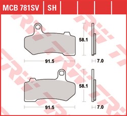 Brake pads MCB781SH TRW sinter, intended use racing/route fits HARLEY DAVIDSON_1