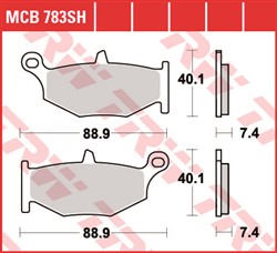 Brake pads MCB783SH TRW sinter, intended use racing/route fits SUZUKI_2