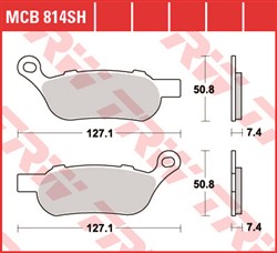 Brake pads MCB814SH TRW sinter, intended use racing/route fits HARLEY DAVIDSON_1