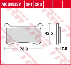 Brake pads MCB893SRT TRW sinter, intended use racing fits HONDA_1