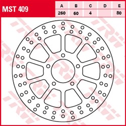 Brake disc MST409 front fixed TRW 260/60/4mm/80mm_2