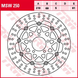 Brake disc MSW250 front floating TRW 310/69/5mm/91mm_1