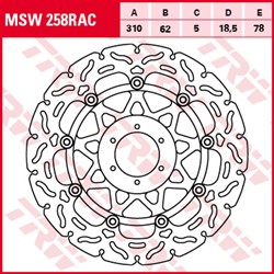 Brake disc MSW258RAC front floating TRW 310/62/5mm/78mm_1
