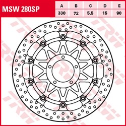 Brake disc MSW280SP front floating TRW 330/72/5,5mm/90mm