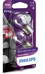 Žarulja P21W pomoćna VisionPlus (blister, 2 kom., 12V, 21W, tip gedore BA15S; osnovna žarulja