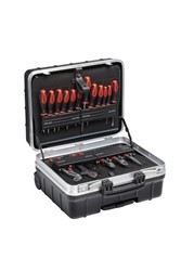 Tool box with equipment, number of tools: 132 pcs, metal / plastic, black