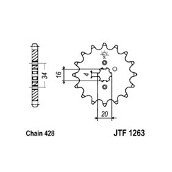 Front gear steel JT 428 z.12 JTF1263,12_2