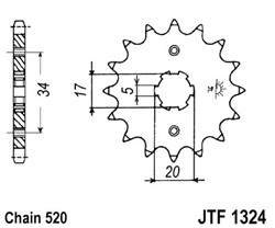 Priekšējais zobrats tērauda JT 520 z.12 JTF1324,12_1