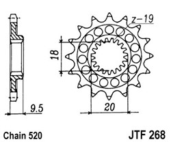 Zębatka przednia stal JT 520 z.13 JTF268,13_2