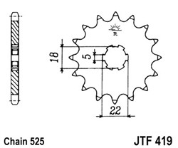 Front gear steel JT 525 z.14 JTF419,14_1