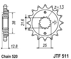 Zębatka przednia stal JT 520 z.14 JTF511,14_2