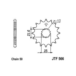 Front gear steel JT 50 (530) z.14 JTF566,14