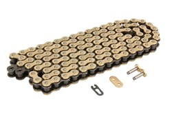 Łańcuch 420 NZ3 wzmocniony, liczba ogniw 112 czarny/złoty, sposób łączenia spinka