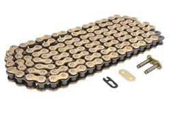 Łańcuch 420 NZ3 wzmocniony, liczba ogniw 136 czarny/złoty, sposób łączenia spinka