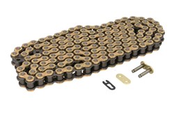 Łańcuch 428 NZ wzmocniony, liczba ogniw 136 czarny/złoty, sposób łączenia spinka