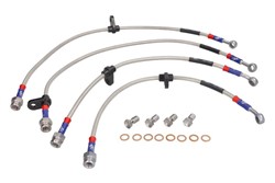 Braided stainless steel brake cables (4 pcs) front/rear fits TOYOTA YARIS
