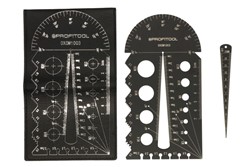 Comb / Depth gauge / Protractor / Ruler / Tape measure metric
