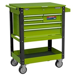 Įrankių vežimėlis, visų stalčių skaičius: 5, spalva: žalia, plotis: 940mm, gylis: 515mm, aukštis: 1050mm