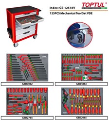 Įrankių vežimėlis su įrankiais TOPTUL GE-12518V