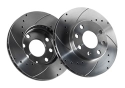 Brake disc (cut-drilled) (2 pcs) front L fits PORSCHE; VW