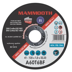 MAMMOOTH kampinio šlifuoklio šlifavimo diskas M.CM41.A60TBF.125.1/B