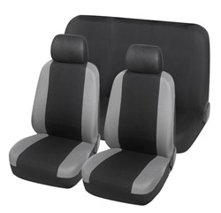 Seat covers (black/grey, front/rear, 2 headrest covers + 2 seat covers + 1 rear seat cover + 1 support cover), one-piece lid