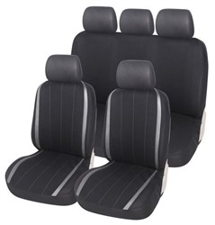 Seat covers, size: TS (black/grey, front/rear, 5 headrest covers + 2 seat covers + 1 rear seat cover + 1 support cover), split seat