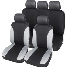 Seat covers (black/grey, front/rear, 5 headrest covers + 2 seat covers + 1 rear seat cover + 1 support cover), split seat