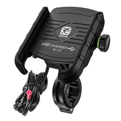 Mobile phone holder with USB charger Quick Charge 3.0 (assembled to steering wheel or on mirror bolt)_0