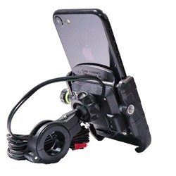 Mobile phone holder with USB charger Quick Charge 3.0 (assembled to steering wheel or on mirror bolt)_3