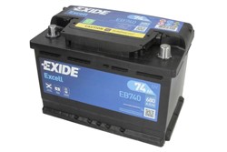 Akumulators EXIDE EXCELL EB740 12V 74Ah 680A (278x175x190)