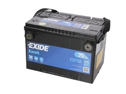 Startera akumulators EXIDE EXCELL EB758 12V 75Ah 770A EB758 (260x180x186)_0