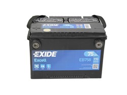 Startera akumulators EXIDE EXCELL EB758 12V 75Ah 770A EB758 (260x180x186)_2