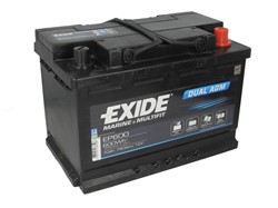 Barošanas akumulatoru baterija EXIDE DUAL AGM; MARINE/RV EP600 12V 70Ah 760A (278x175x190)_1