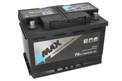 Akumulator 4MAX 12V 70Ah/720A START&STOP AGM (P+ biegun standardowy) 277x175x190 B13 - stopka o wysokości 10,5 mm (agm/rozruchowy)_1