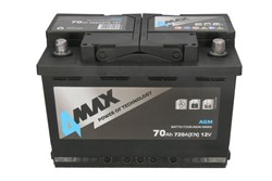 Akumulator 4MAX 12V 70Ah/720A START&STOP AGM (P+ biegun standardowy) 277x175x190 B13 - stopka o wysokości 10,5 mm (agm/rozruchowy)_2