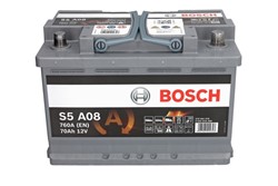 BOSCH S5 Batterie 0 092 S5A 080 12V 70Ah 760A B13 AGM-Batterie S5 A08, 12V  70AH 760A