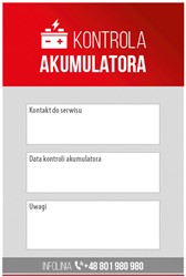 Check lists, service labels and stickers INTER CARS NAKLEJKA AKUMULATOR