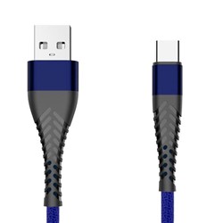 USB cable/converter, input: USB, output: USB typ-C, blue, 2m (woven)_0