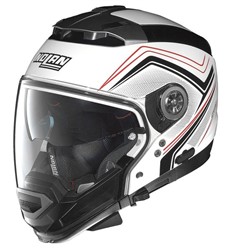 Helmet Flip-up helmet NOLAN N44 EVO COMO N-COM 34 METAL WHITE colour black/red/white_0