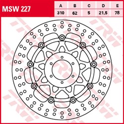 Brake disc MSW227 front floating TRW 310/62/5mm/78mm_1