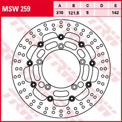 Brake disc MSW259 front floating TRW 310/121,5/5mm/142mm_1