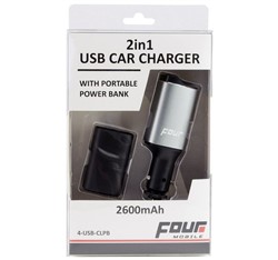 FOUR Mobile 4-USB-CLPB USB-Charger & Powerbank 2600mAh, komplektā 0,3m MicroUSB vads, led gaisma, 500 uzlādes cikli, uzlādes laiks 4h, izeja USB - 5V 2.1A_4