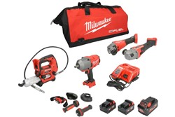 Air impact wrench; Angle grinder; Lubricator/greaser; Workshop lamp, Power tools kit_0