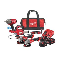 Air impact wrench; Angle grinder; Lubricator/greaser; Workshop lamp, Power tools kit_9
