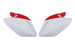 Osłony boczne, kolor Biały/Czerwony pasuje do HONDA CRF 250 2004-2005