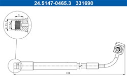 Brake pipe/hose flexible rear L (length 480mm, M10x1,5, with torx bolt) fits: CHEVROLET TRAX; OPEL MOKKA / MOKKA X 1.4-1.8 06.12-
