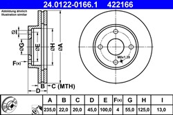 Bremžu disks ATE 24.0122-0166.1 (pārdošanas vienība - 1 gab.)